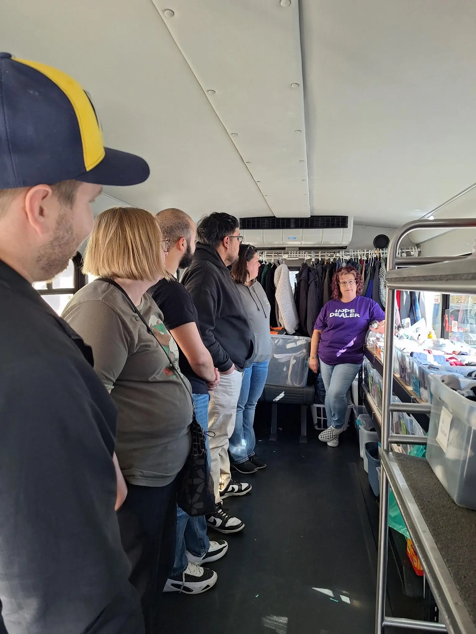 BMG inside of the Mobile Outreach Bus